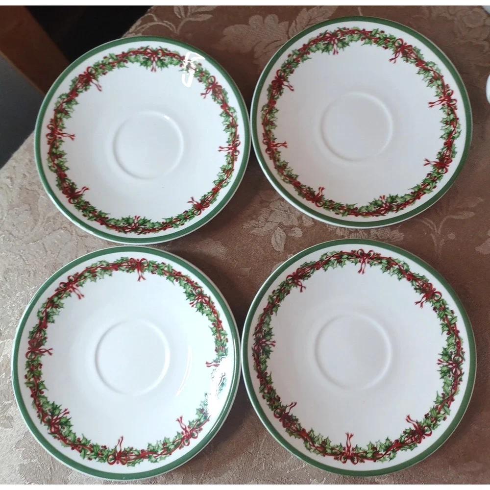 Christopher Radko Traditions Holiday Christmas Celebrations 4 Cup & Saucer Sets
